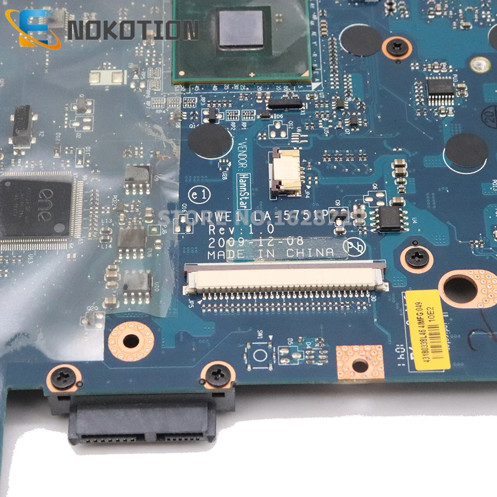 NOKOTION NIWE1 LA-5751P материнская плата для ноутбука lenovo G460 HM55 DDR3 Geforce 310M GPU Бесплатный процессор полностью протестирован