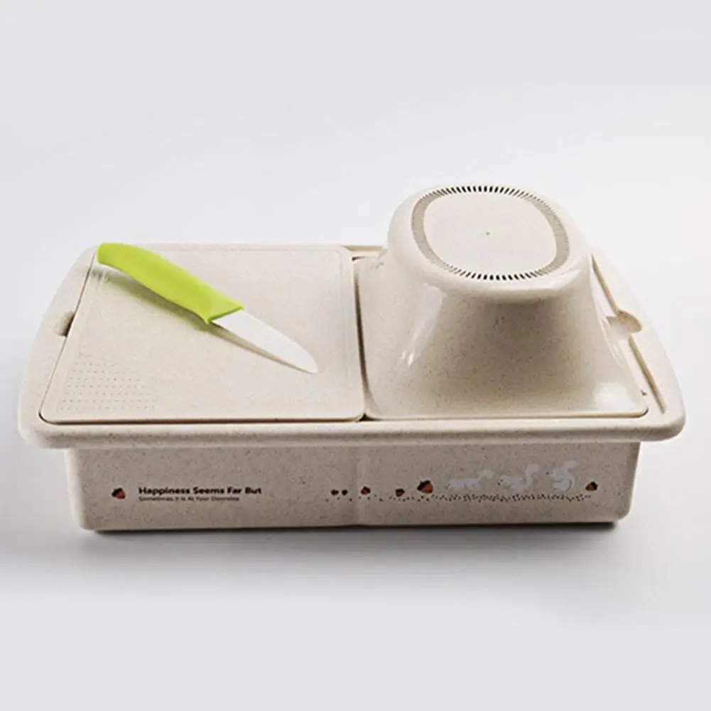 Studyset Double Layer Wheat Straw Drain Basket Rice Washer for Vegetable Fruit Washing