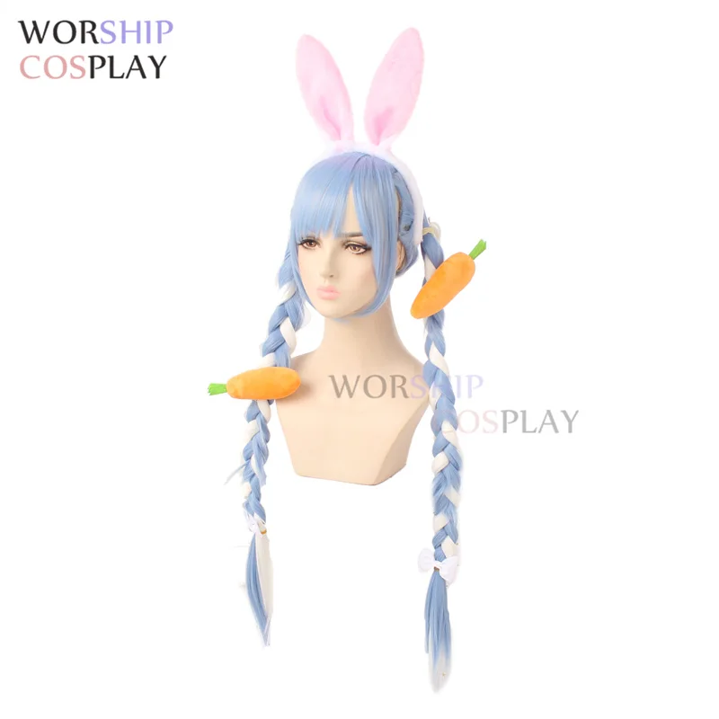 VTuber Bunny Girl Usada Pekora Wigs Braids Hololive Fantasy Cosplay Long Braided Hair Blue White Synthetic Role Play |