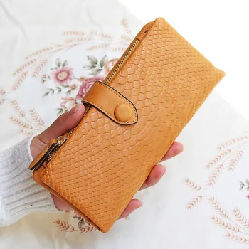 

Women's new style crocodile pattern long wallet Korean version PU zipper folding multifunctional wallet female clutch purse