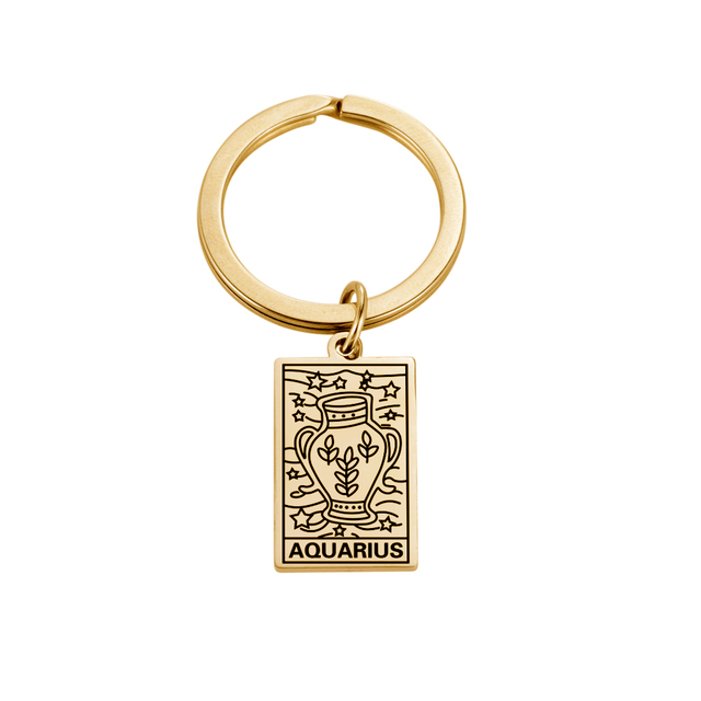 Zodiac 12 Constellation Keychain Women Men Leo Gemini Aries Cancer Pisces Virgo Keyring Stainless Steel Jewelry Gift