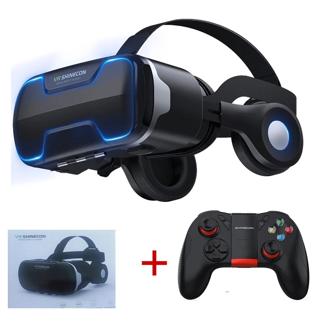 G02ED VR shinecon 8,0 стандартная версия и версия гарнитуры Виртуальная реальность 3D VR очки гарнитура для шлема Опциональный Контроллер - Цвет: Bundle 6