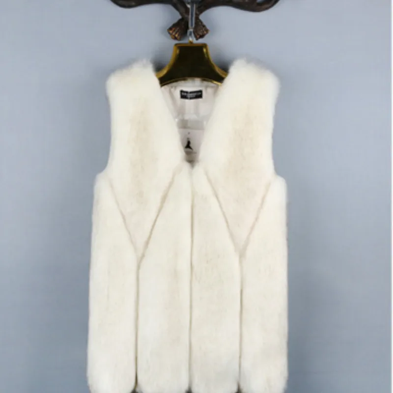 1 Fox Fur Vest Women Fashion Sleeveless Loose Winter Jacket Female Korean Warm Thick Faux Fur Coat Long Jackets Women's Clothing - Цвет: 1