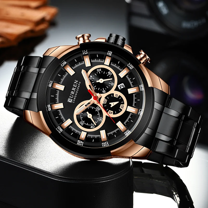 Luxury Men's Sport Chronograph Watch in Gold by CURREN