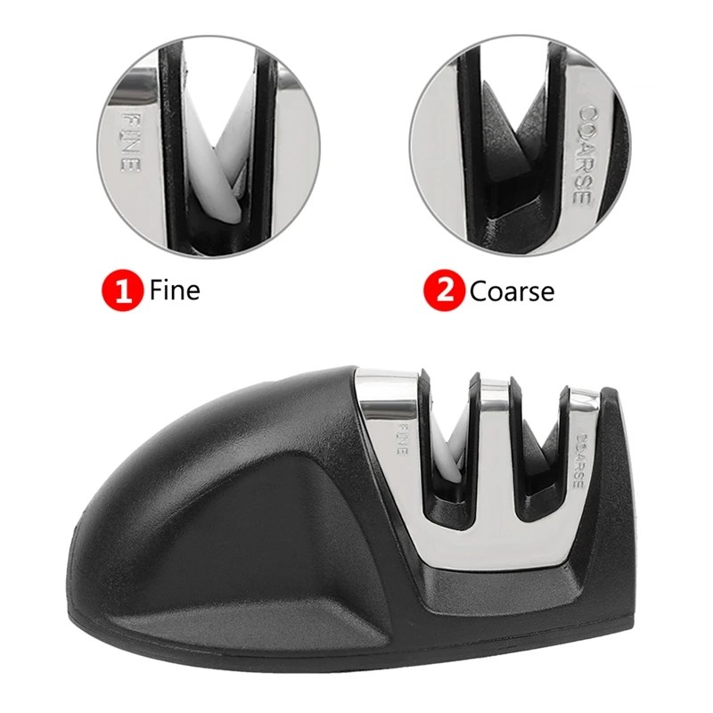 Portable 2-Stage Knife Sharpener Kitchen Sharpener With Comfortable Non-Slip Grip, Kitchen Accessories Black