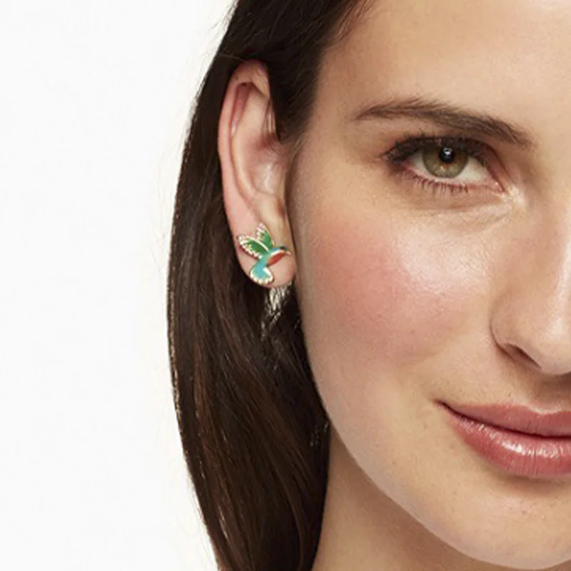 2021Exquisite crystal Little Bird Earrings New Design Women Enamel glaze Stud Earrings Fashion Jewelry Accessories - Image 2