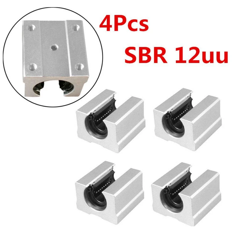 

Hot Sale 4Pcs 12Mm/0.47Inch SBR12UU Aluminum Open Linear Router Motion Bearing Solide Block Unit XYZ CNC SBR Series