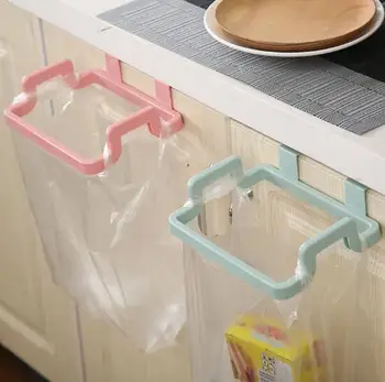 

4pc Kitchen Cupboard Back Trash Bag Rack Cabinet Door Garbage Bag Holder Hanging Kitchen Cabinet Hanging Trash Rack kitchen Tool