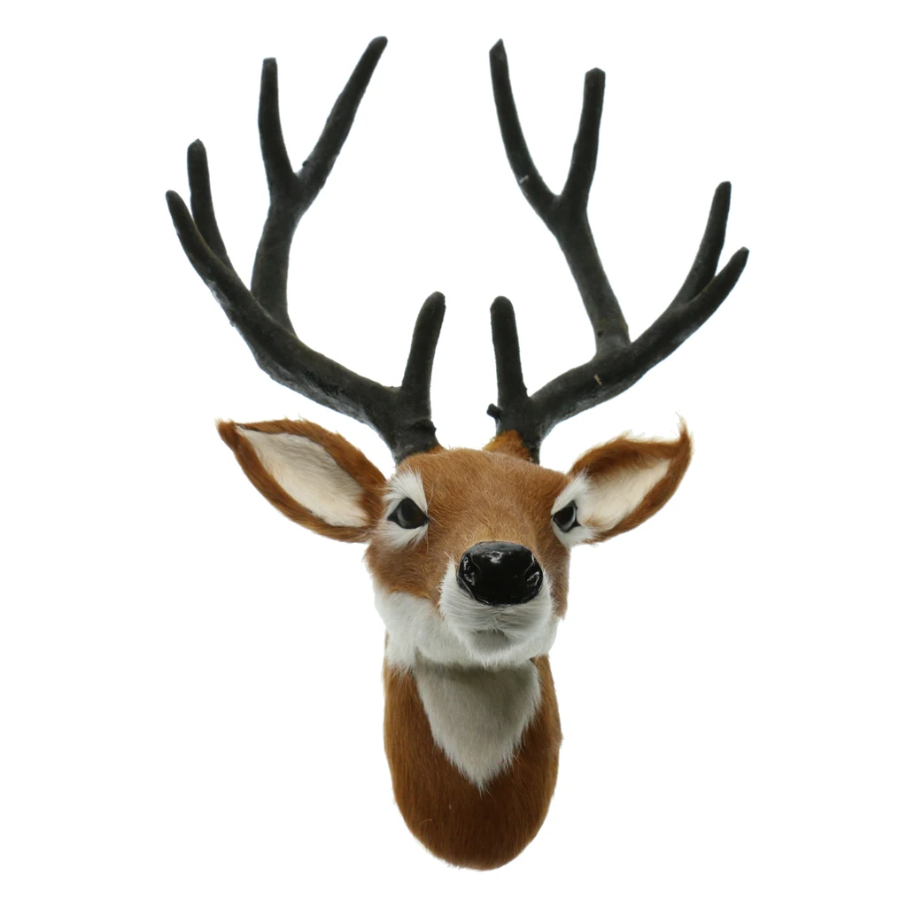 Artificial Animal Head Art Wall Decor Deer Head With Black Antlers For Wall