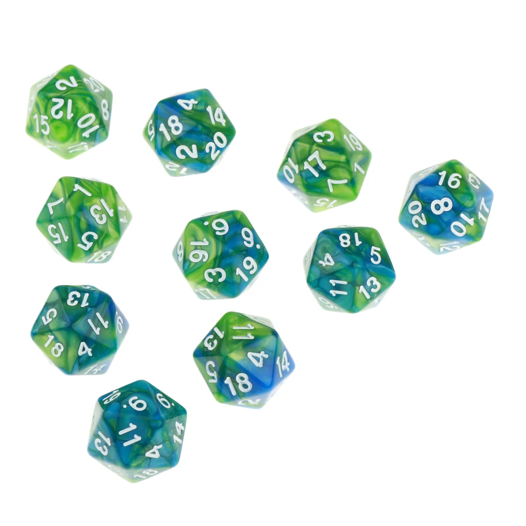 20 Sided D20 Dices Double Colors Dice for Playing D&D RPG Board Game Favours and Math Teaching, Pack of 10