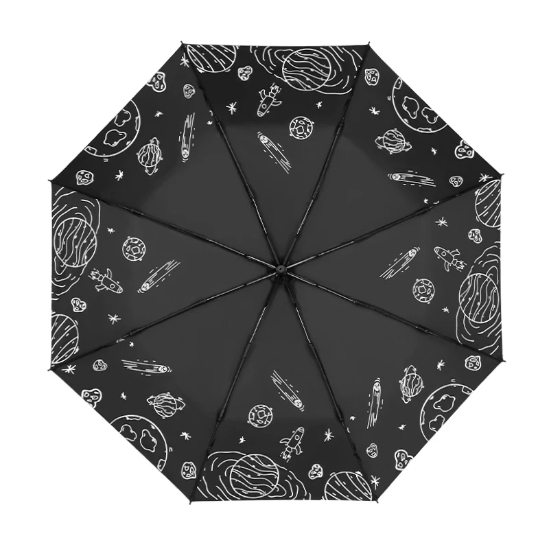 Черный складной зонт от солнца женский УФ Защита Зонт Parapluie Pliant Femme три складных