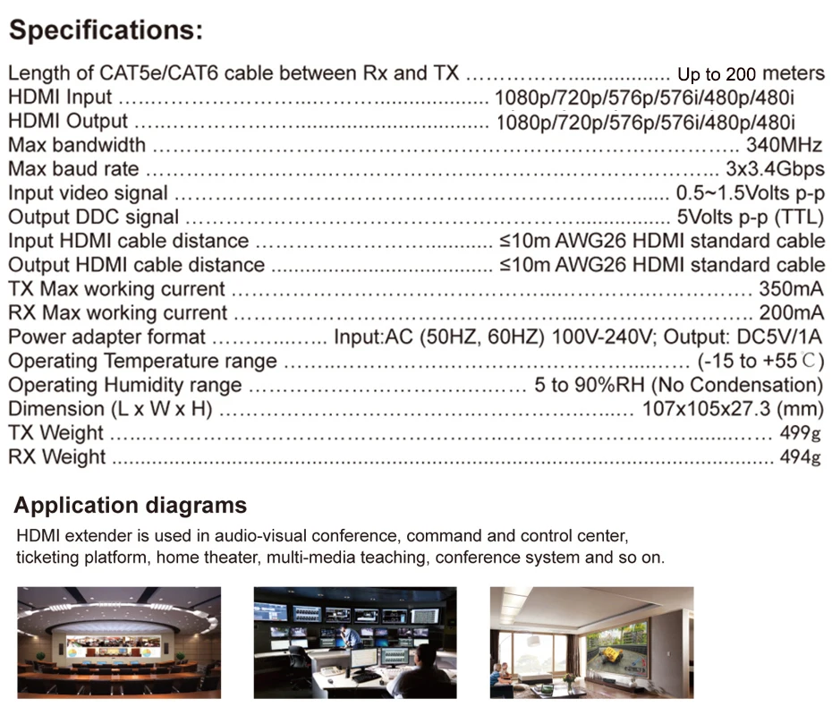 HDMI KVM удлинитель 4k HDMI USB удлинитель до 120 м с ИК-управлением, HDMI петля и HDMI аудио экстрактор до 120 м