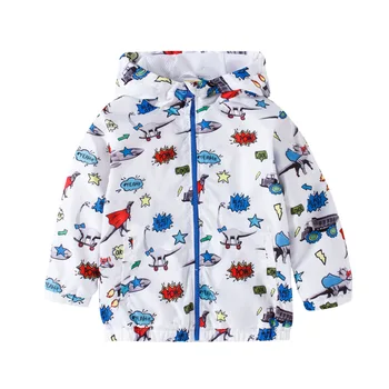 

Little maven Baby Jacket Dinosaur Print Windbreaker for the Boy Outerwear Coat Baby Boys Hooded With Zipper Clothes Kids