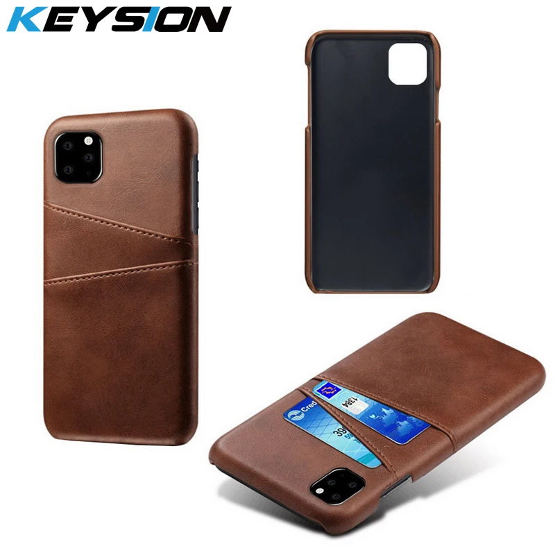 Кожаный чехол-кошелек KEYSION для iPhone 11 Pro Max с карманом карт задняя крышка телефона
