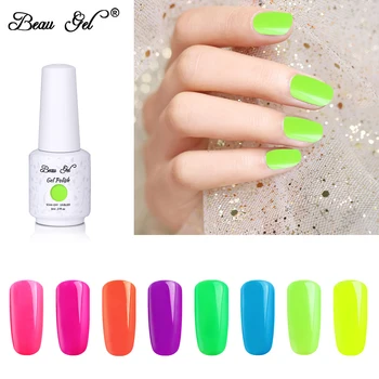 

Beau Gel 8ml Fluorescent Color Neon Gel Polish Nail Art Vernis Semi Permanant UV Gel Varnish Soak Off Nails Gel Polish Lacquer