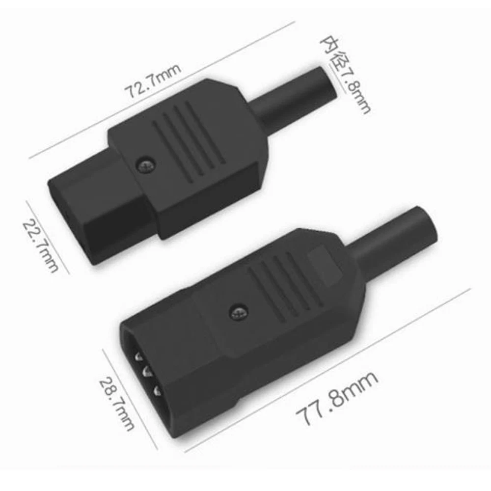 Черное колено 10A 250V IEC320 C13 / C14 шасси шнур питания переменного тока для адаптера