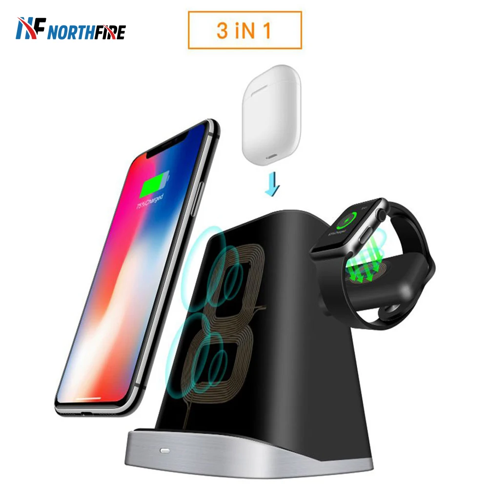 

3 IN 1 Magnetic wireless Phone Charger For iPhone 11 Pro XR 8 Fast charging For Apple i Watch AirPods Dock Station Phone Holder