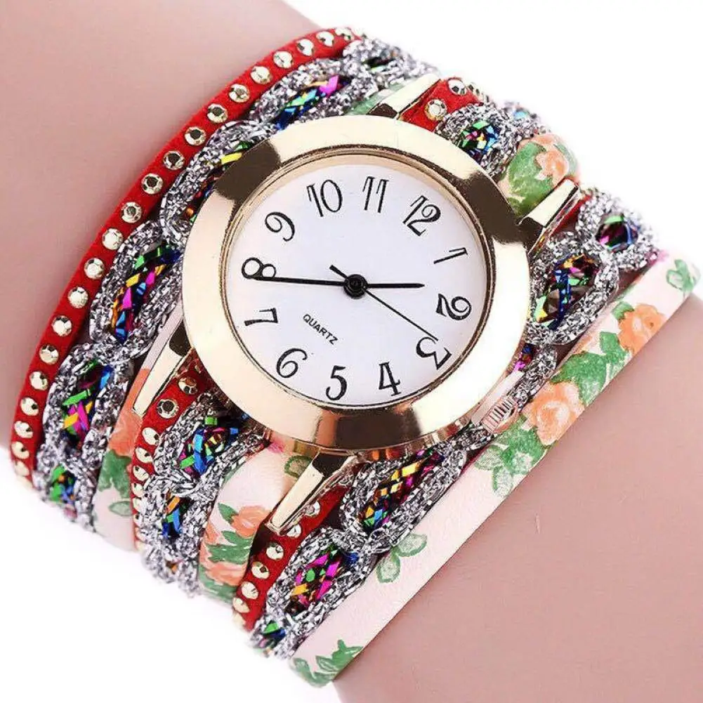 

HOT SALES!!! New Arrival Ethnic Style Women Multilayer Faux Crystal Bracelet Arabic Numerals Quartz Watch Wholesale Dropshipping