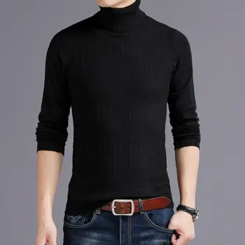 

6 Colors Autumn Winter New Fashion Mens Slim Knit Turtleneck Pullover Sweater Jumper Tops Shirt M-XXL