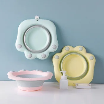 

Portable Washbasin Foldable Basin Cartoon Kid's Washbasins Thickened Newborn Baby Bath Tub Multifunction Basin Household Items