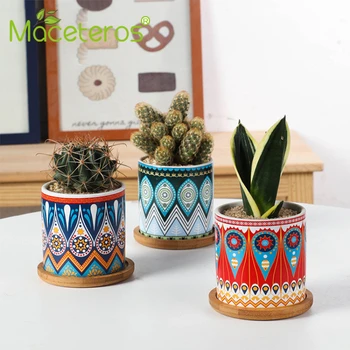 

New European-style Simple Ceramic Flower Pot Creative Mandala Succulent Flower Gardening Green Plant Frame Decoration Supplies