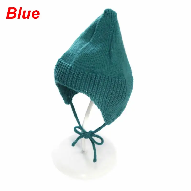 Blue Детская шапка для малышей; зимняя теплая шапка; Хлопковые вязаные шапки для новорожденных; шапочка для маленьких девочек; удобная тканевая детская шапочка - Цвет: Blue