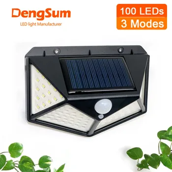 4 lati 100led 3 modalità glow PIR sensore di movimento applique solare lampada da giardino a energia solare sempre accesa di notte lampione esterno 1
