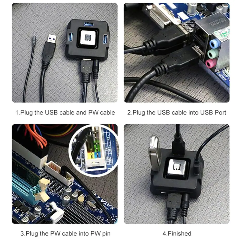Многофункциональный настольный ПК переключатель 3 порта Usb 3,0 с аудио Sould переключатель компьютера кнопка сброса внешний выключатель питания
