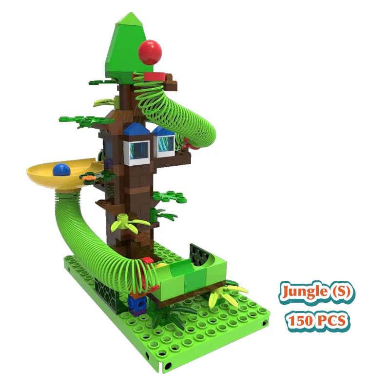 jungle(s) Детские блестящие 65-203 шт мраморные беговые дорожки Duplo DIY блоки игрушки строительные блоки весенние горки для детей мальчик девочка подарок на день рождения - Цвет: jungle(s)
