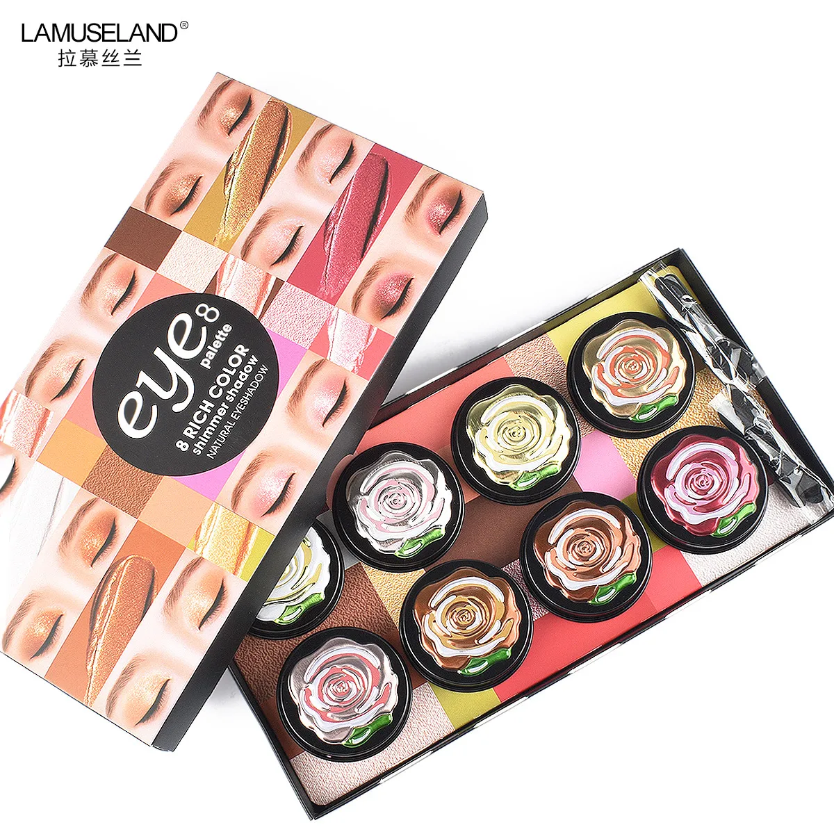 LAMUSELAND 8Pcs/Set Waterproof Eye Shadow Eyeshadow Eyes Makeup