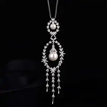 

MeiBaPJ Fashion Natural Pearl Big Tassels Pendant Necklace for Women S925 Sterling Silver Trendy Fine Party Jewelry
