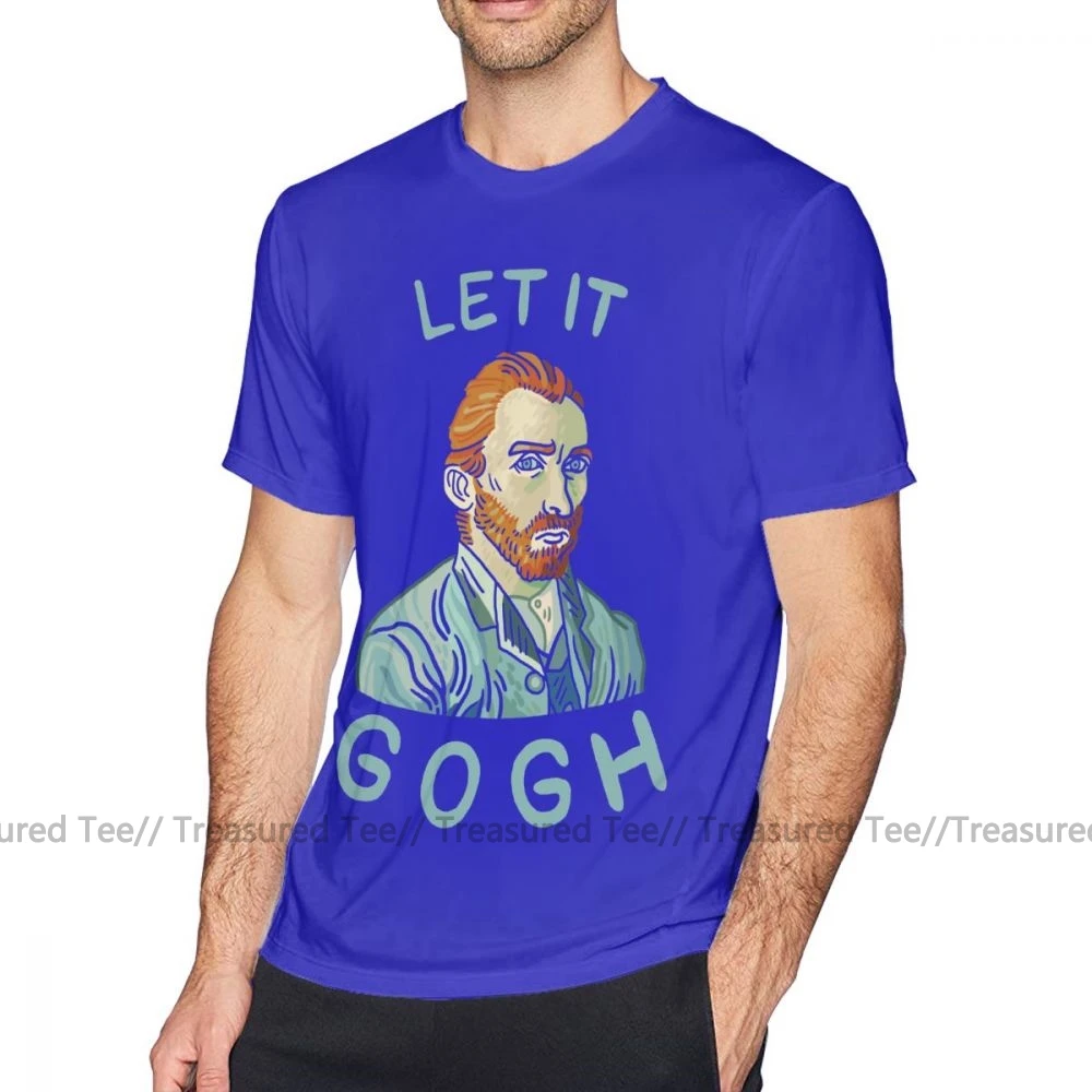 Футболка для художника Let It Gogh, Мужская футболка 5x, Модная хлопковая забавная футболка с графическим рисунком и коротким рукавом - Цвет: Blue
