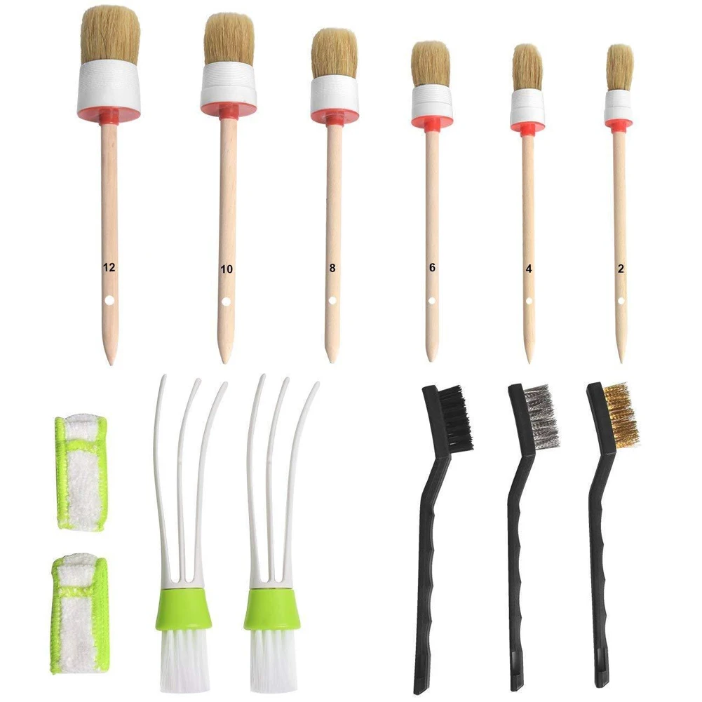 11pcs Detailing Brush Kit Air Vents Car Cleaning Dust Remove Maintain Soft Hair Tools Multiuse Interior Exterior Engine Wheel