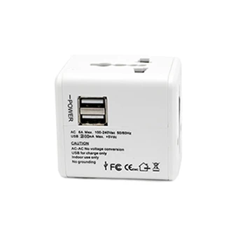 

Universal Travel Adapter Multiple Color International Power Adapter All-In-One with 2.1a USB Power Charger Converter White EU UK