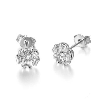 

New earrings S925 silver needle platinum Zircon Earrings Silver processing customization