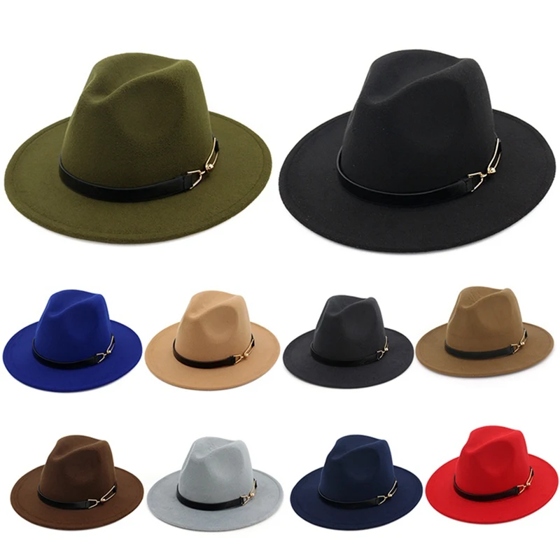 Женская Фетровая Шляпа Fedora, зимние шляпы с широкими полями, осенняя мода, церковная женская имитация шерсти, мужская фетровая шляпа