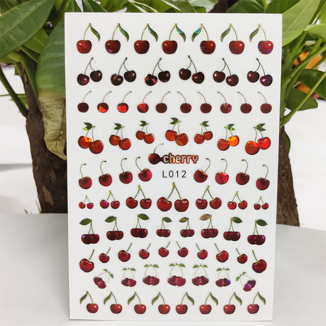 Nail Sticker Waterproof Shining Stickers for Nails Sweet Watermelon Popsicle Fruit Nail Art Decoration Aurora Silver Design