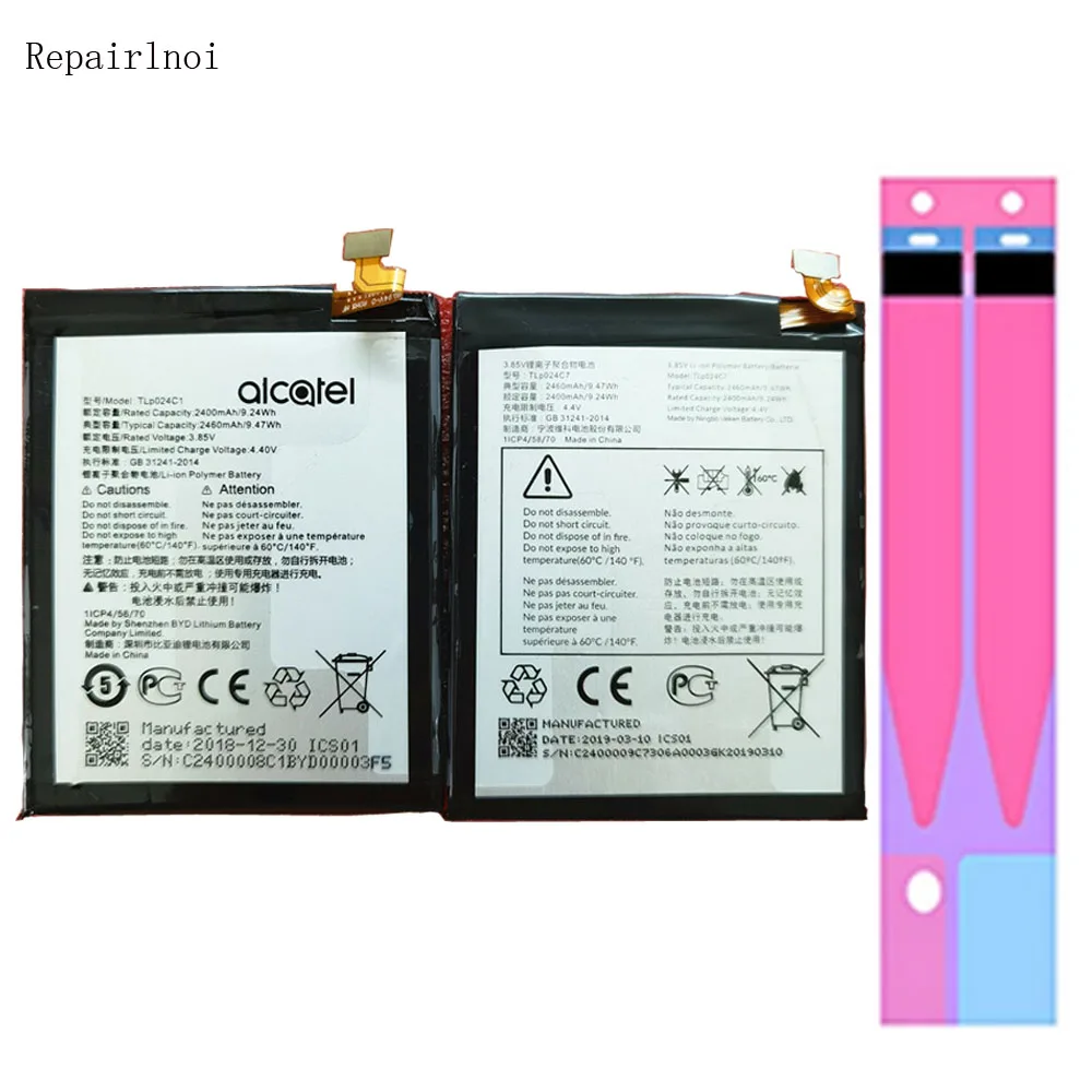 

Original Cell Mobile Phone 3.85V 2400mAh Battery For TCL L9+ L9 Plus TLp024C7 C1 5101A/J Batteries Smart Phone Accessories