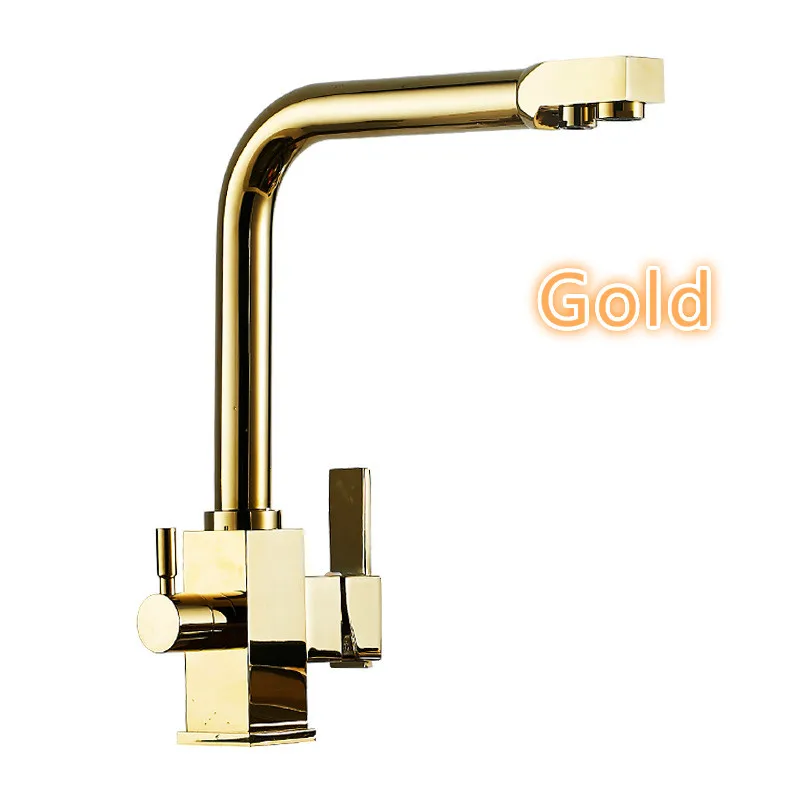 

360 Degree Rotation Sliver Copper Dual Handle Water Kitchen Tap, Kitchen Sink Faucet mixer ,Three in one Purified Water Faucet
