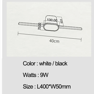 Черный/белый современный светодиодный светильник-зеркало 0,4 м~ 0,8 м, настенный светильник для ванной комнаты, санузел, зеркало, бра, светильники - Цвет абажура: Rectangle L400mm
