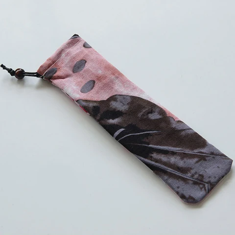 Style Cutlery Bag Reusable Travel Drawstring Pouch for Kitchen Tableware Fork, Spoon, Bamboo Chopsticks, Cleaning Brush
