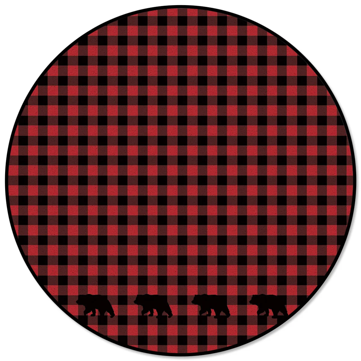 Красный, черный, плед, медведь, круглый ковер, ковры для декора гостиной, ковры для детской комнаты, коврики для спальни, современные коврики