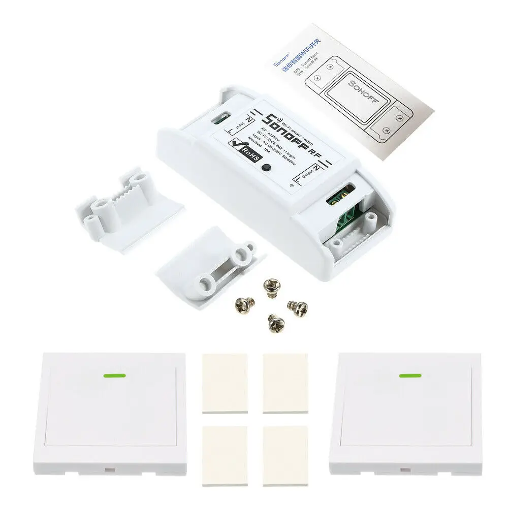 Sonoff RF WiFi Smart Switch RF Receiver Remote Control Smart Light Timing Switchs 1 2 3Gang 433Mhz RF Remote for Alexa Google