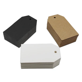 

Wholesale Packaging Label Brown White Black Paper Hang Tags DIY Gifts Crafts Price Food Label Wedding Gift Decorating 4*7cm