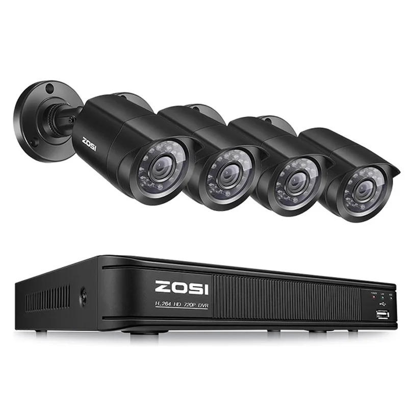 ZOSI 8CH 720P CCTV система 4в1 1080N DVR 720P Водонепроницаемая ИК наружная CCTV камера безопасности домашний комплект видеонаблюдения