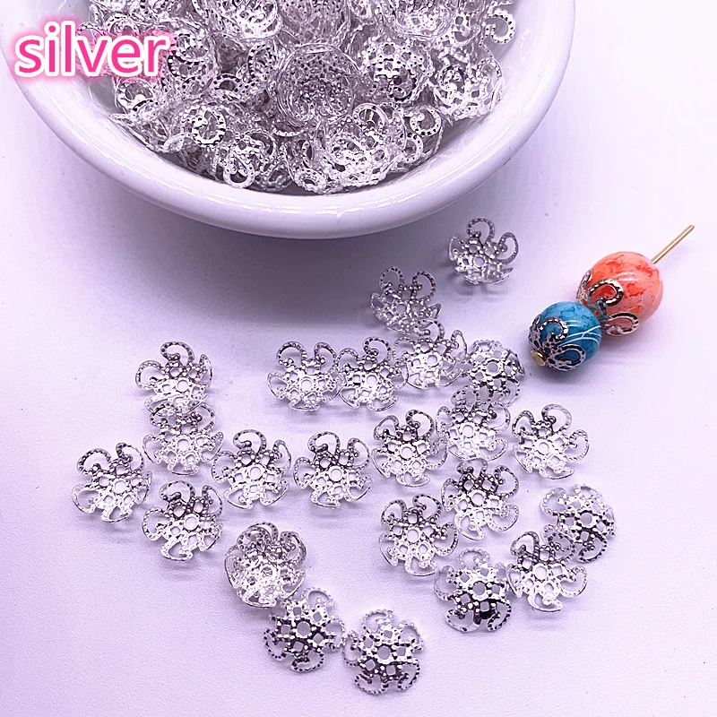

New 150pcs 8/10mm Hollow Flower Findings Cone End Beads Cap Filigree DIY Jewelry Making #04