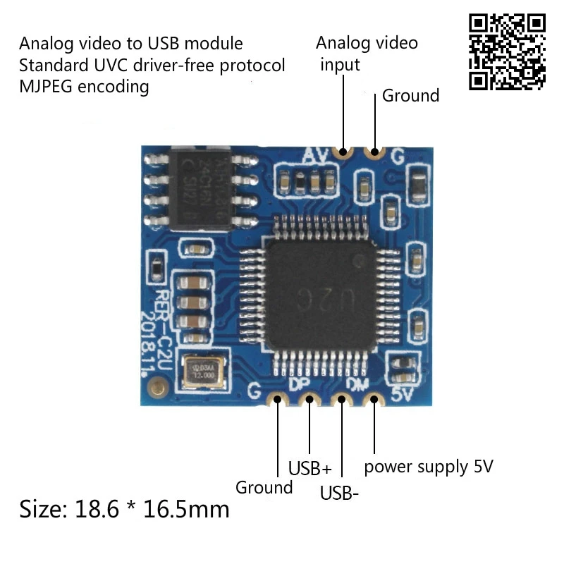Analog Av Video To Digital Usb Camera Module Cvbs To Usb Chip Uvc