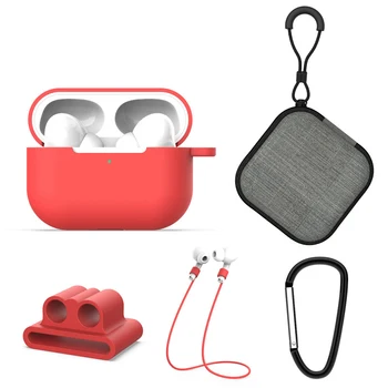 

5in1 Silicone Case for Airpods Pro 3 Wireless Earphone Bluetooth Headset Charging Box Silicone Protective Cover Hooks Rope Caps
