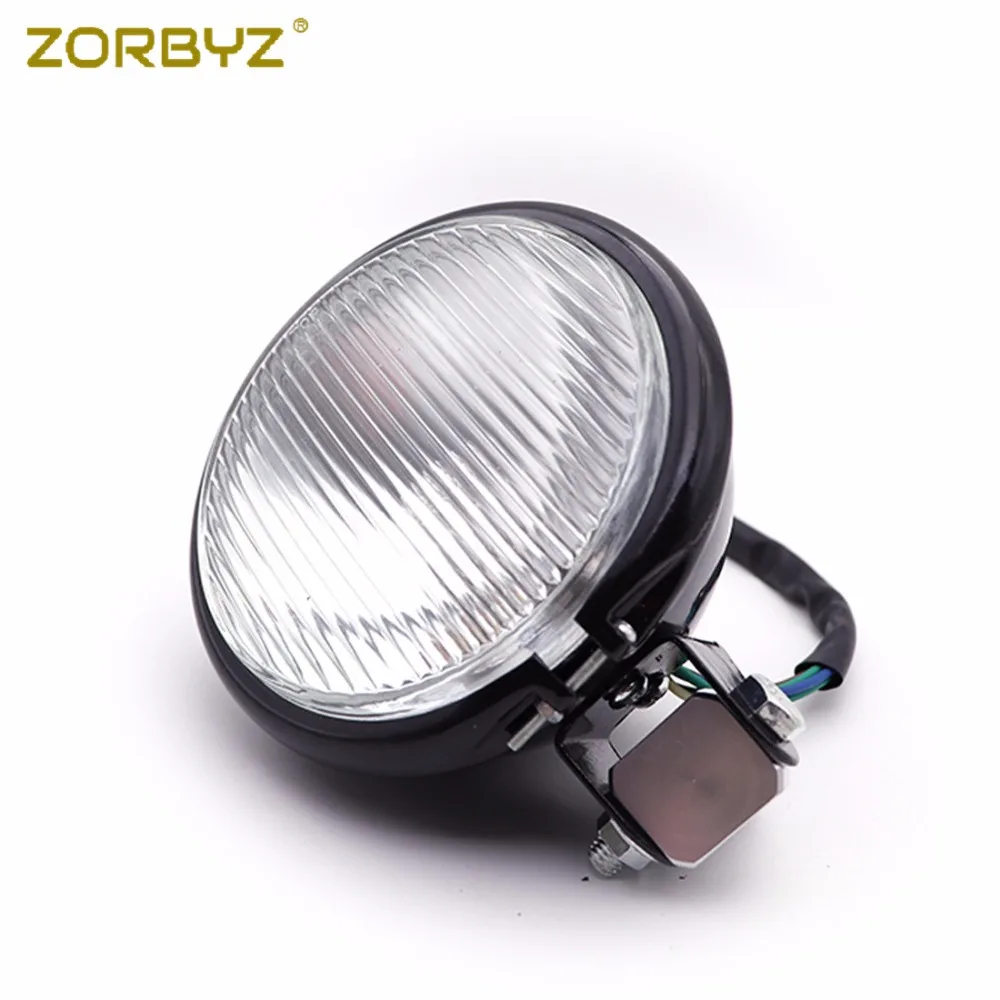 ZORBYZ ретро мотоцикл черный металл круглые галогенные лампы фары для Honda Kawasaki Harley Кафе Racer на заказ
