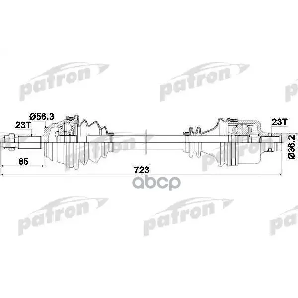 Полуось Передняя 23x713x56.3x23 Renault: 25 2.0/2.0/2.1 Diesel/2.1 Turbo-D/2.2/2.2 84-93 PATRON арт. PDS0035